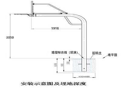 地埋式篮球架安装标准及示意图