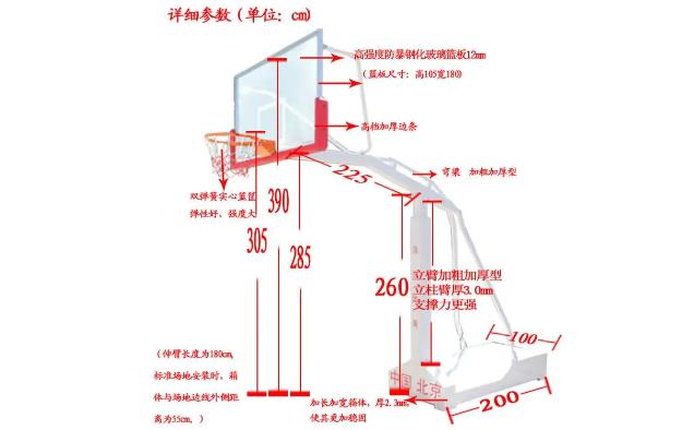 篮球架高度标准尺寸(篮球架标准尺寸)图1